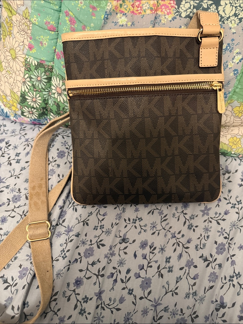 Michael Kors Dark Brown monogram messenger